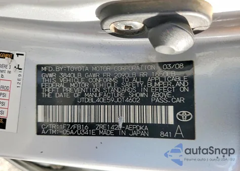 2009 Toyota Corolla Base z USA, uszkodzony, nr VIN JTDBL40E59J014602